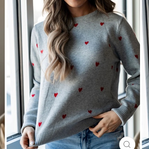 New Ampersand Avenue Be Mine Sweater in Grey with Red Hearts Sz XL - Picture 3 of 5
